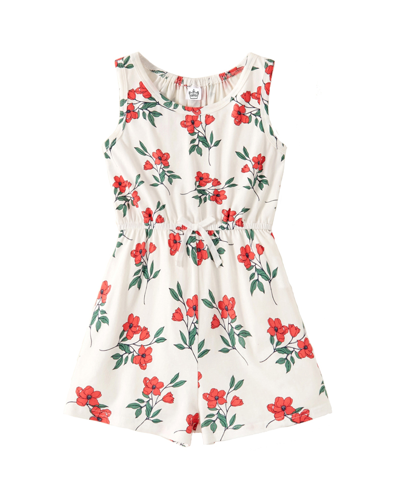 Ολόσωμη Φόρμα Jumpsuit "Pink Flowers" Λευκή