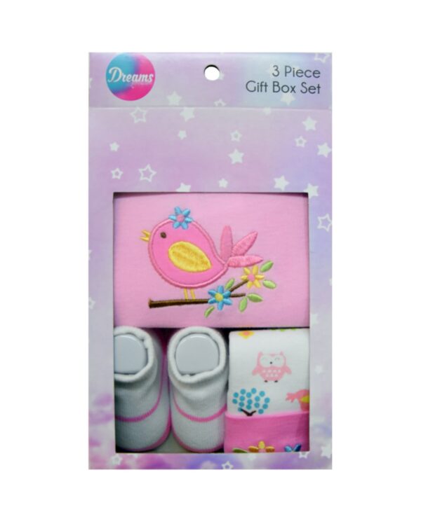 Βρεφικό Σετ Δώρου "Little Birds" Ροζ 3τμχ Dreams Για Κορίτσι
