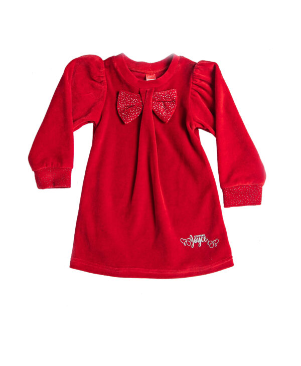 Παιδικό Φόρεμα Βελουτέ Κόκκινο "Bow" 216163 Joyce