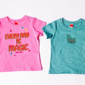 2 Παιδικές Μπλούζες Κοντομάνικες "Magic" Ροζ & Φυστικί 13812 Joyce