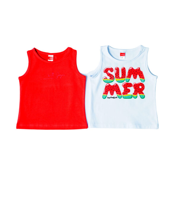 2 Παιδικές Μπλούζες Αμάνικες "Watermellon" Λευκό & Κόκκινο 13813 Joyce