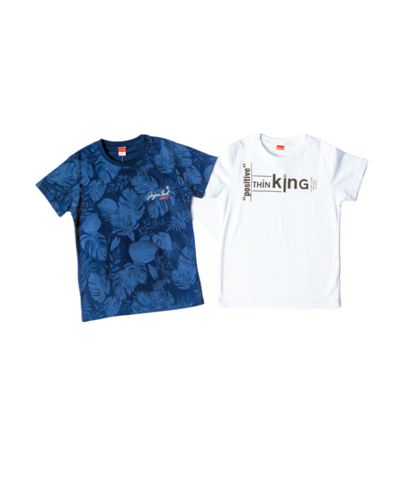 2 Παιδικές Μπλούζες Κοντομάνικες "Think Tropical" Μπλε & Λευκό 13994 Joyce