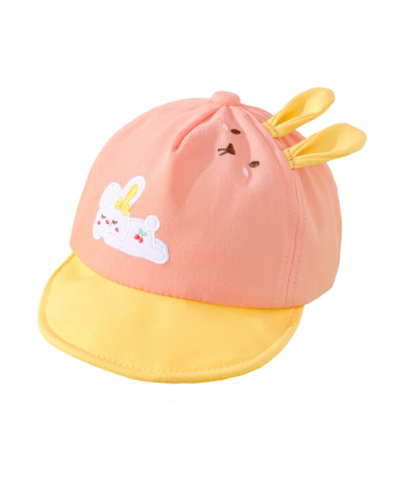 Βρεφικό Καπέλο Ροζ/Πορτοκαλί "Bunny" Με Αυτάκια