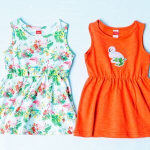 2 Παιδικά Φορέματα Εμπριμέ & Πορτοκαλί "Flamingo" 13803 Joyce