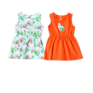 2 Παιδικά Φορέματα Εμπριμέ & Πορτοκαλί "Flamingo" 13803 Joyce