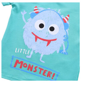 Βρεφικό Σετ Μπλούζα & Σορτς "Little Monster" Τιρκουάζ/Μπλε