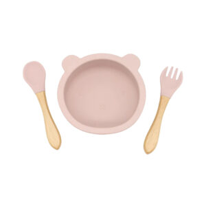 Σετ Φαγητού Από Σιλικόνη Με Κουτάλι Και Πιρούνι Light Pink