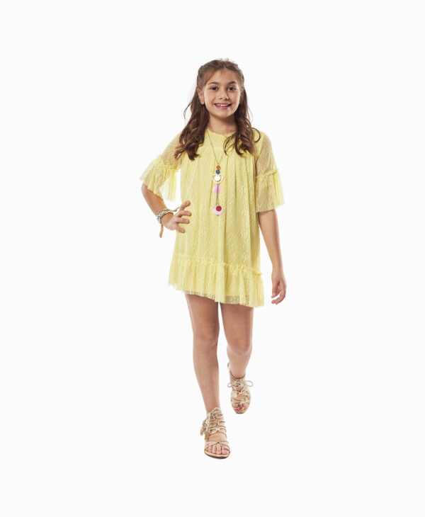 Παιδικό Φόρεμα Τούλινο Με Κολιέ Κίτρινο 238036 Εβίτα