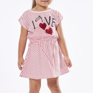 Παιδικό Φόρεμα Κόκκινο Ριγέ "Love" 238249 Εβίτα