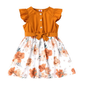 Παιδικό Καλοκαιρινό Φόρεμα Floral Εκάϊ Με Ζώνη