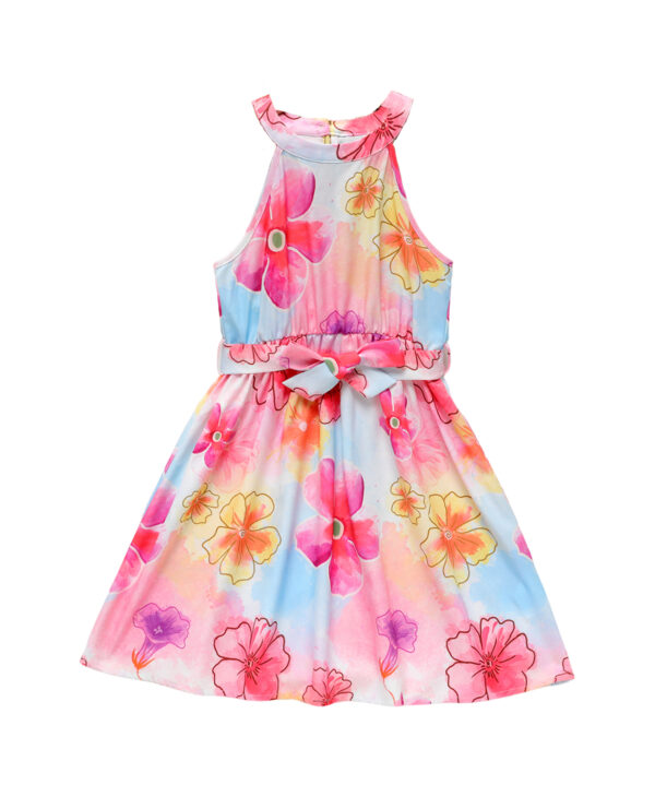 Παιδικό Καλοκαιρινό Φόρεμα Floral Πολύχρωμο Με Ζώνη