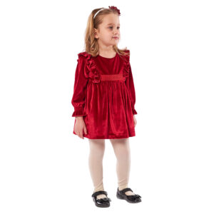 Φόρεμα Εβίτα Κόκκινο Βελουτέ Με Στέκα