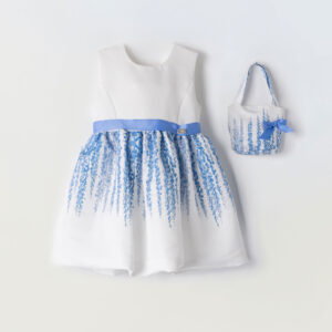 Παιδικό Φόρεμα Λευκό/Μπλε Με Ασορτί Τσαντάκι 242234 Εβίτα