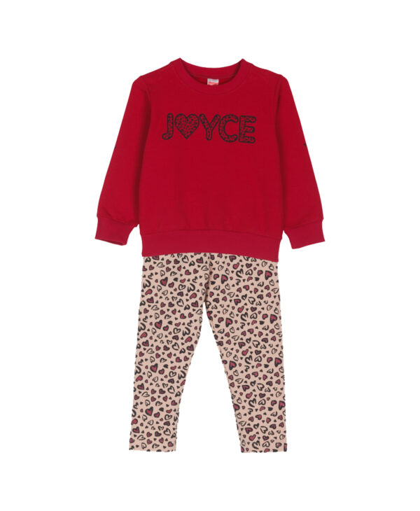 Παιδικό Σετ Μπλούζα Φούτερ Κόκκινη Με Κολάν Joyce