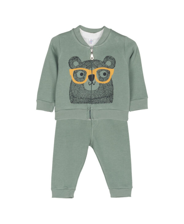 Βρεφική Φόρμα Φούτερ 3τμχ Με Ζακέτα "Bear" Χακί Dreams