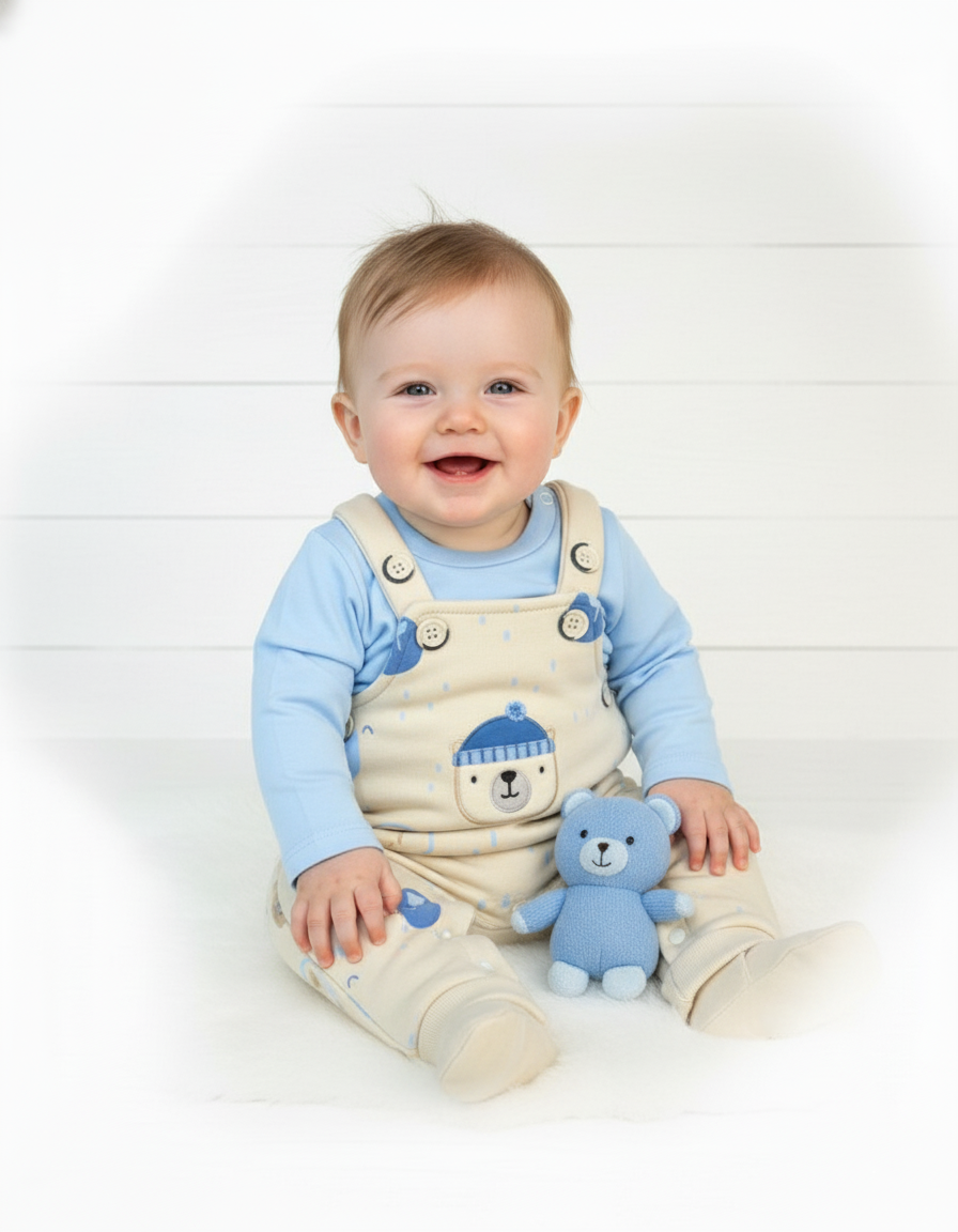 Βρεφικό Σετ 2τμχ Σαλοπέτα Φούτερ Με Μακρυμάνικη Μπλούζα