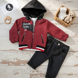 Βρεφικό Σετ 3τμχ. Με Παντελόνι Τζιν, Μπλούζα & Μπουφανάκι