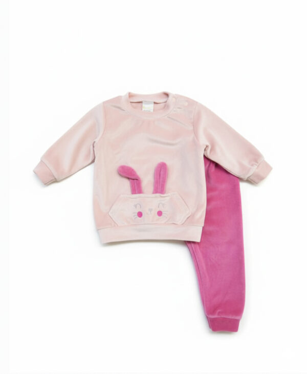 Βρεφικό Σετ Φόρμας Βελουτέ Σομόν/Φούξια