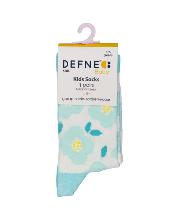 Ζευγάρι Κάλτσες Για Κορίτσι Τυρκουάζ “Flowers”