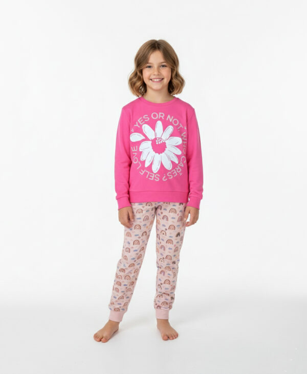 Παιδική Βαμβακερή Πυτζάμα "Self Love" Φούξια/Ροζ