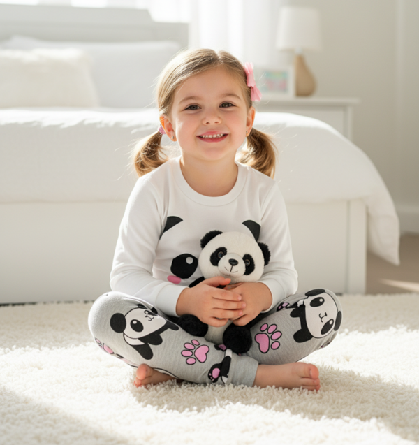 Παιδική Βαμβακερή Πυτζάμα "Panda" Γκρι